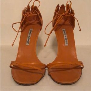 Manolo Blahnik Orange Strappy High Heel Sandal
